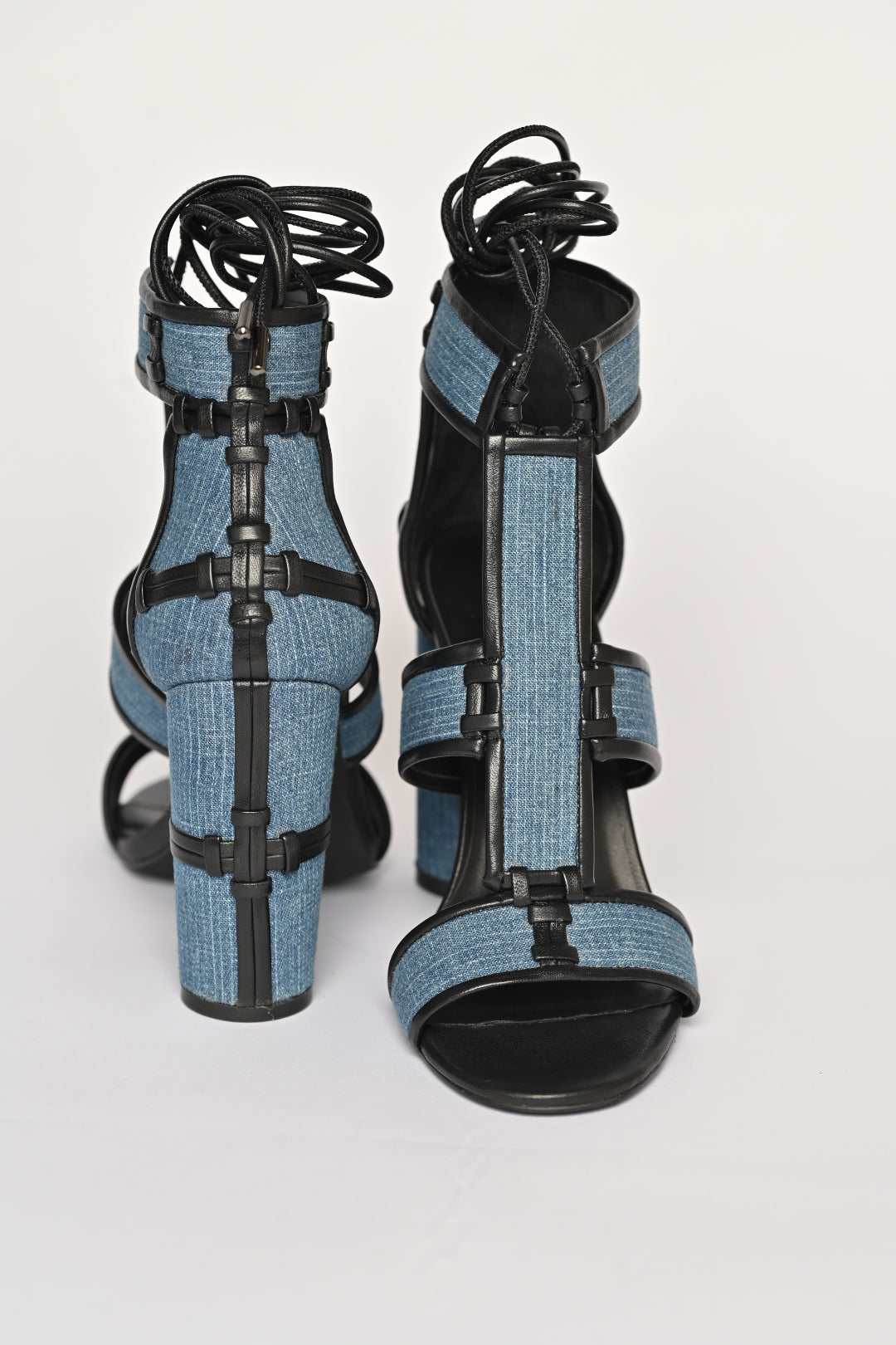 Cachet Denim Lace-up Chunky Heels