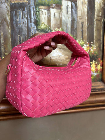 Isabella Pink Woven Handbag