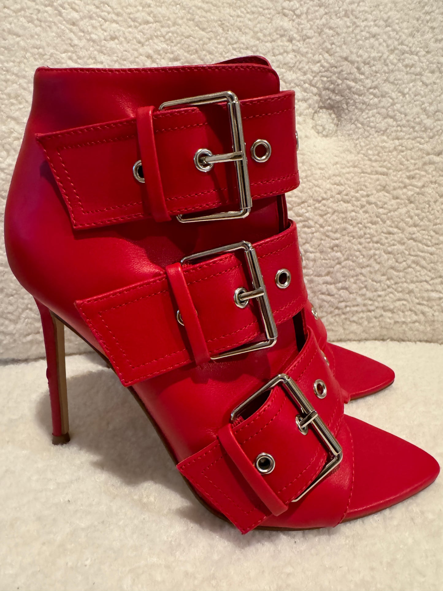 Red Maxence Buckle Booties