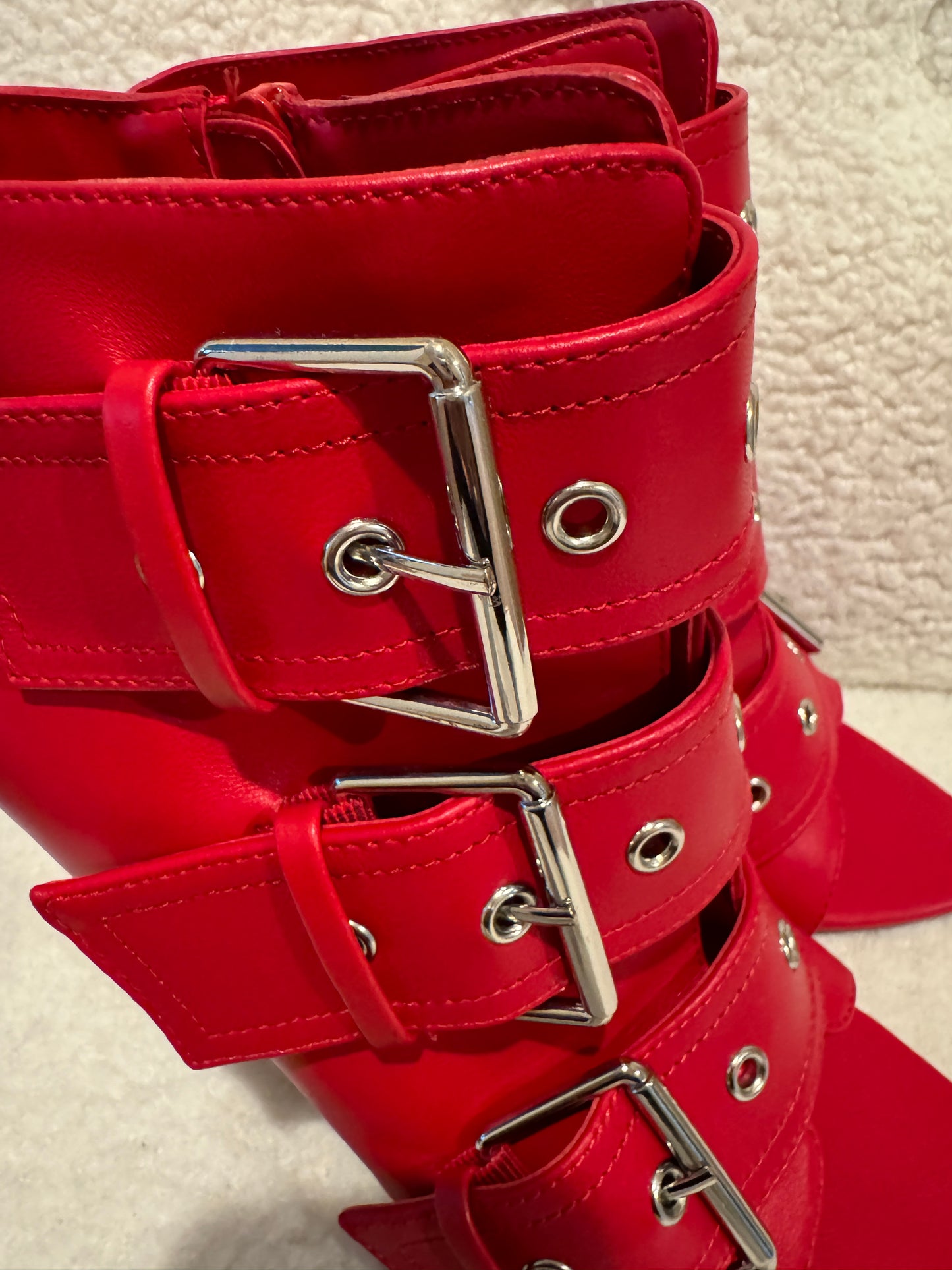 Red Maxence Buckle Booties
