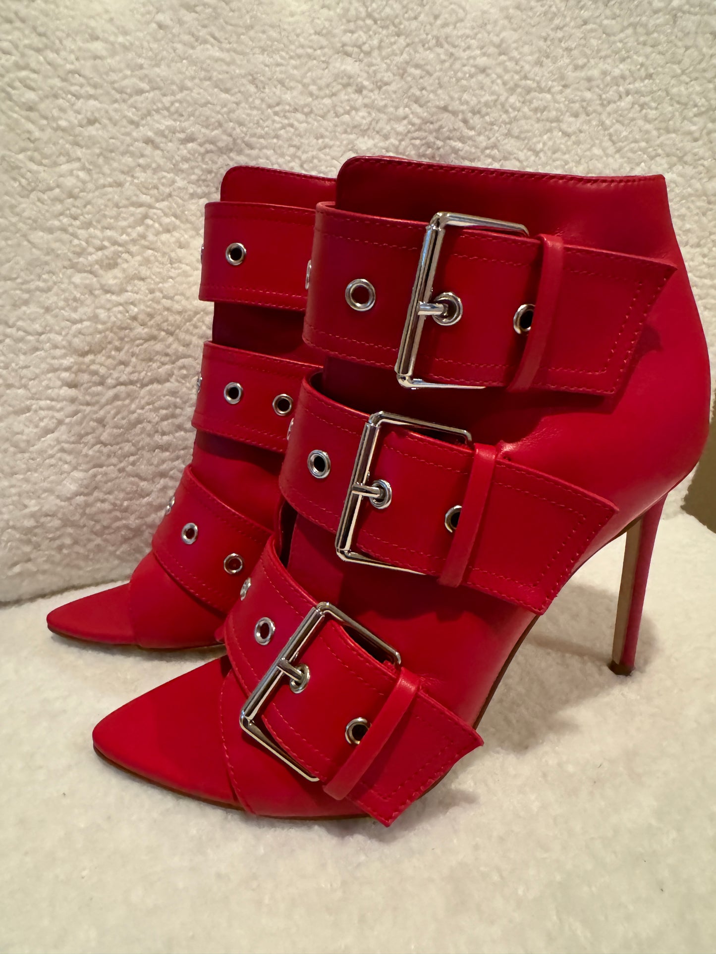 Red Maxence Buckle Booties