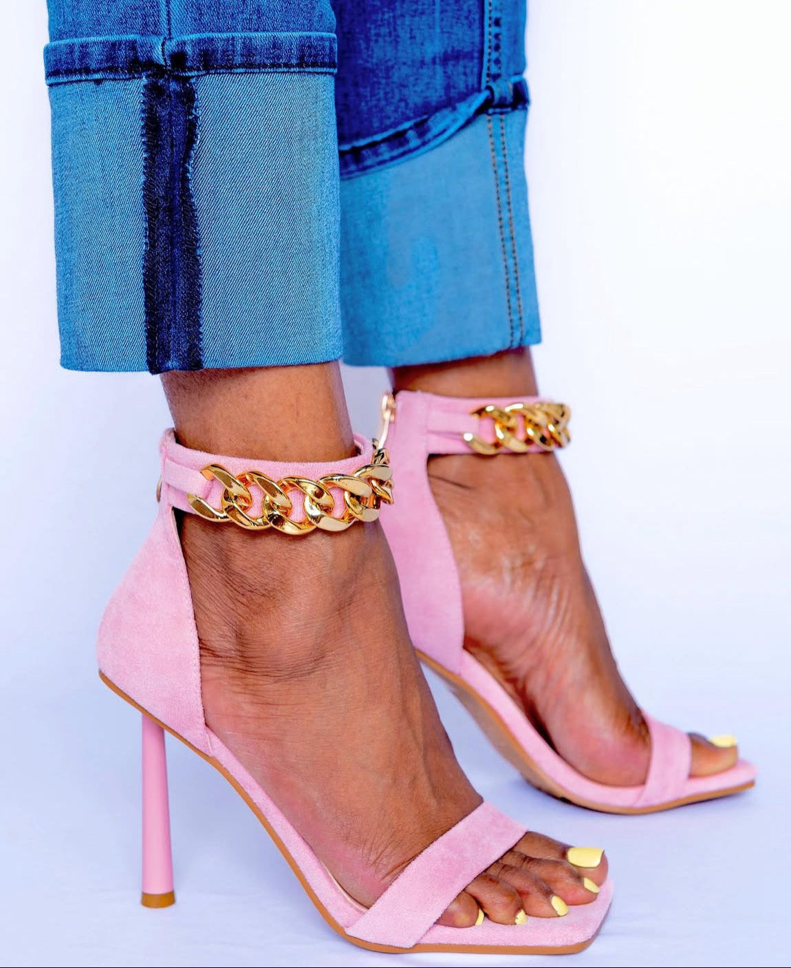 Kellie Gold Ankle Strap Heels