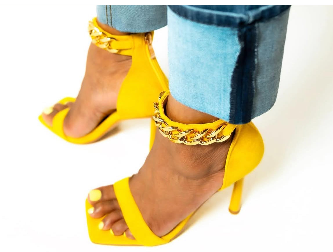 Kellie Gold Ankle Strap Heels