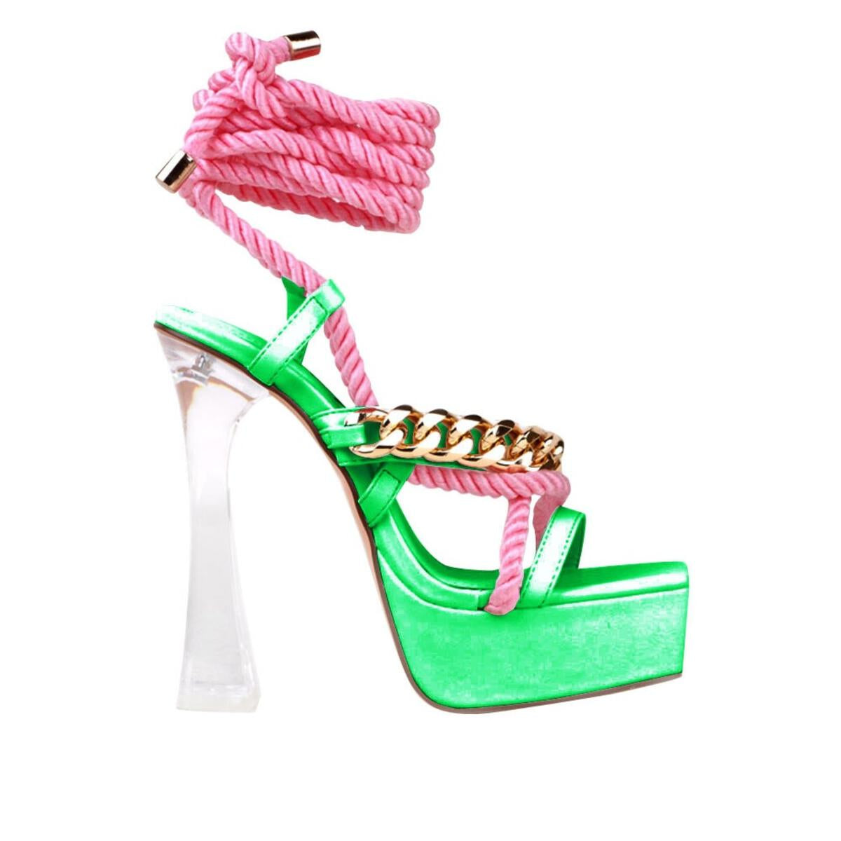 Lady Pink Green Platform Heels