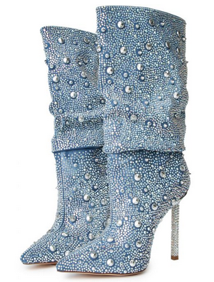 Challenger Rhinestone Denim Booties