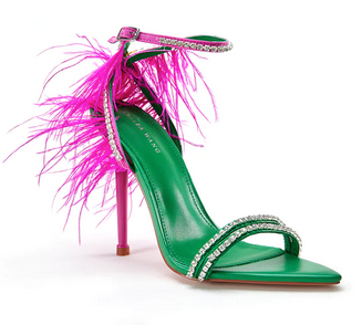 Ella Feathered Ankle Strap Heels