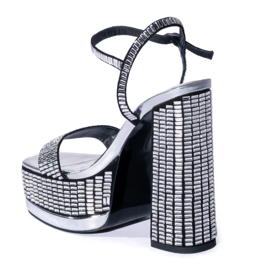 Catriona Silver Rhinestone Platform Heels