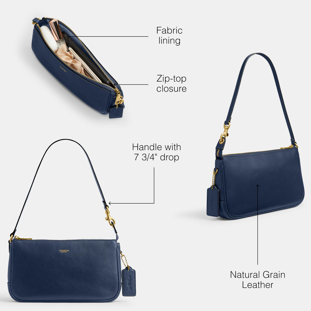 Coach Women's Natural Grain Leather Plaza Bag
