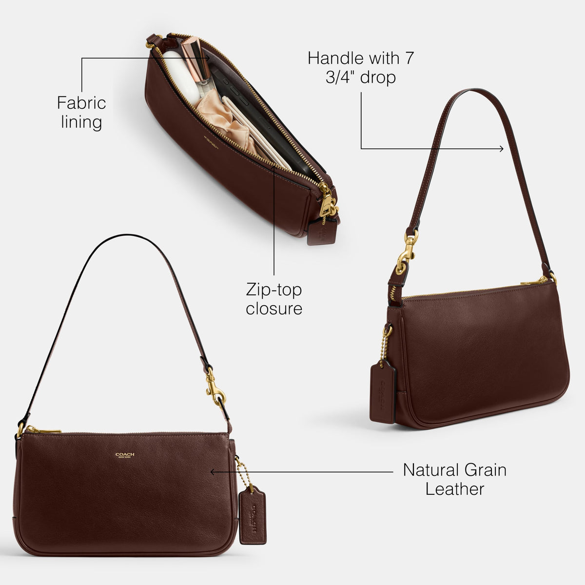 Coach Women's Natural Grain Leather Plaza Bag