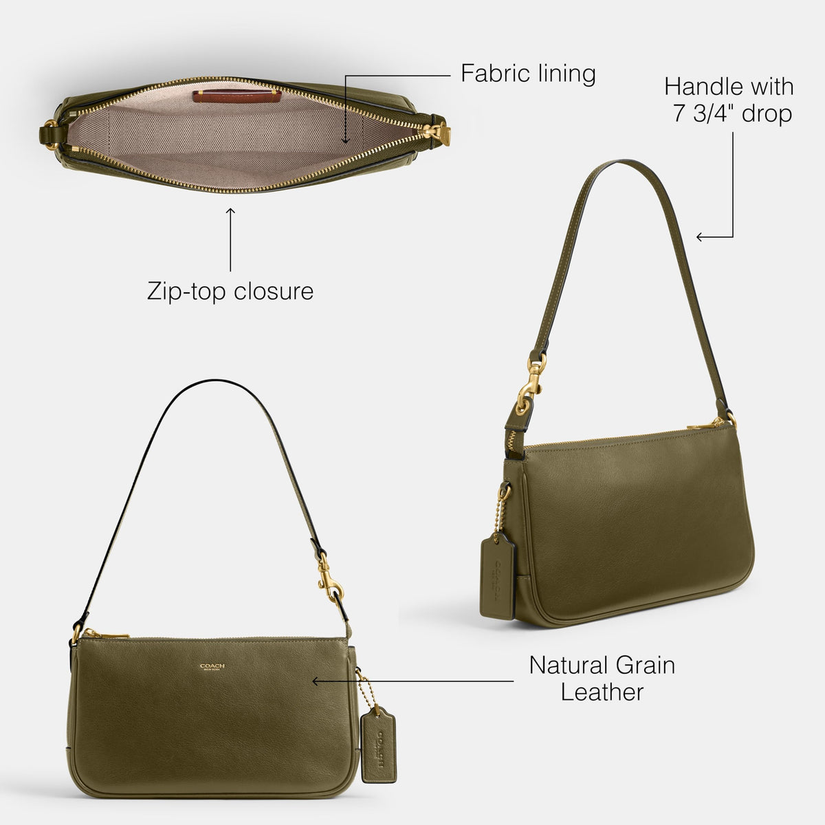 Coach Women's Natural Grain Leather Plaza Bag