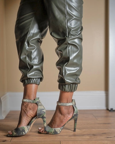 Alana Embellished Ankle Strap Camo Heels