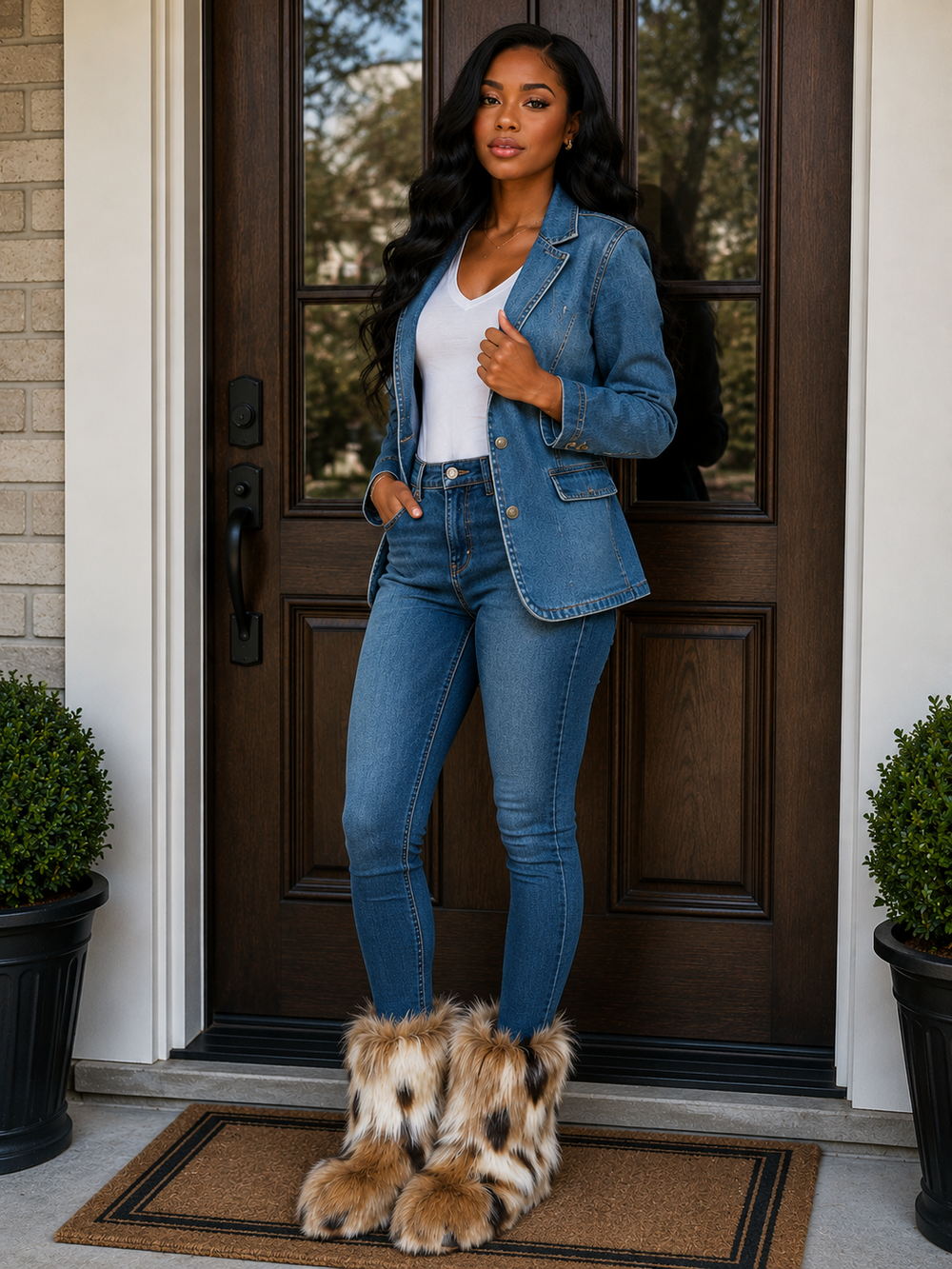NADIANNA-BROWN FAUX FUR BOOT