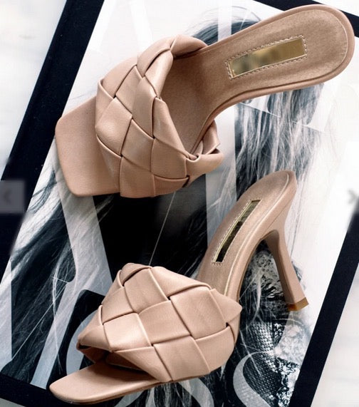 Sandro Woven Nude Mules