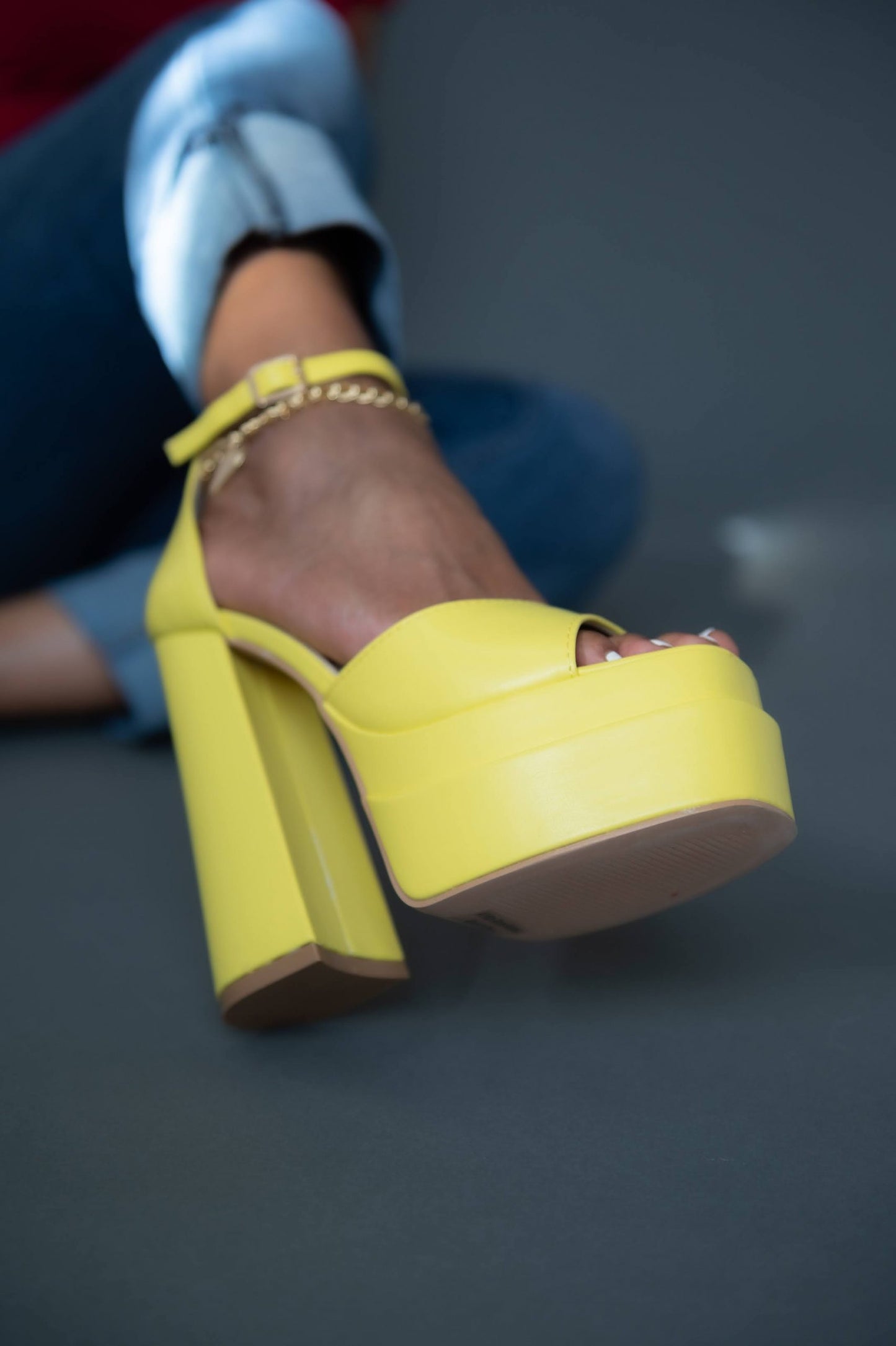 Stacked Yellow Platform Heels