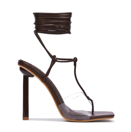 Out of Office Brown Lace-Up Heels