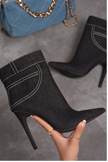 Cayanne Black Denim Booties