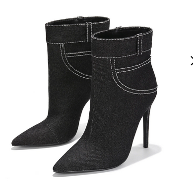 Cayanne Black Denim Booties