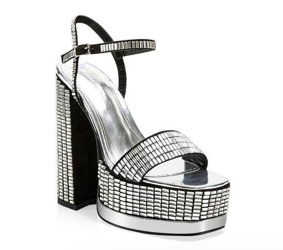 Catriona Silver Rhinestone Platform Heels