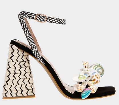 Anckor Seashell Toe Strap Heels