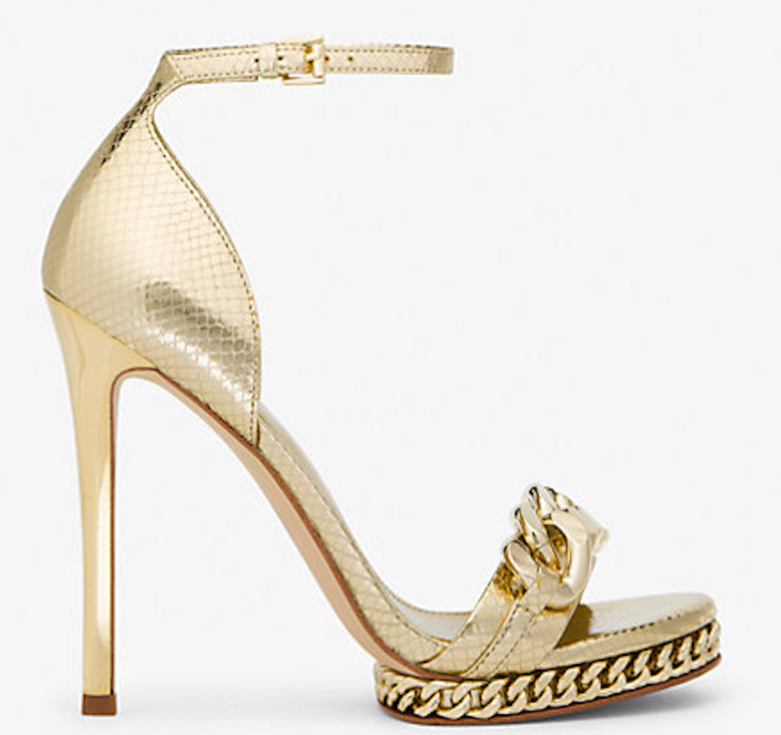 Kennedi Gold Snake Ankle Strap Heels(coming soon)