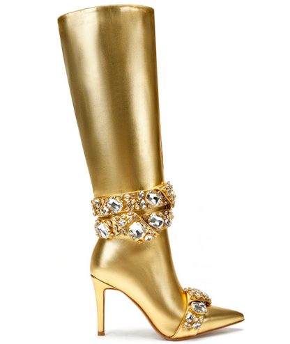 Alonza Knee High Gold Boots