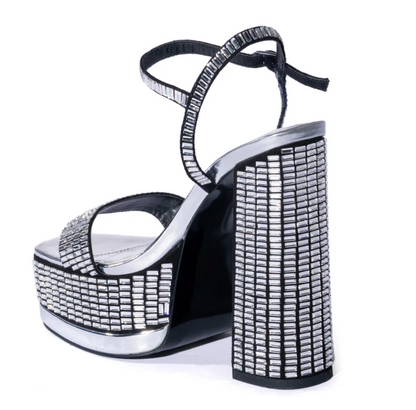 Catriona Silver Rhinestone Platform Heels