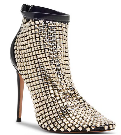 Dancin Mesh Rhinestone Stiletto Dress Booties